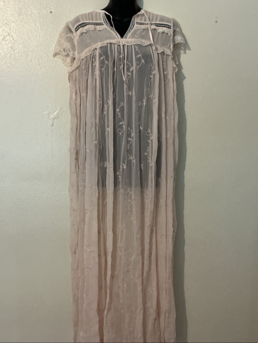Anthropologie Pale Pink Lace Overlay Maxi Dress for Girls
